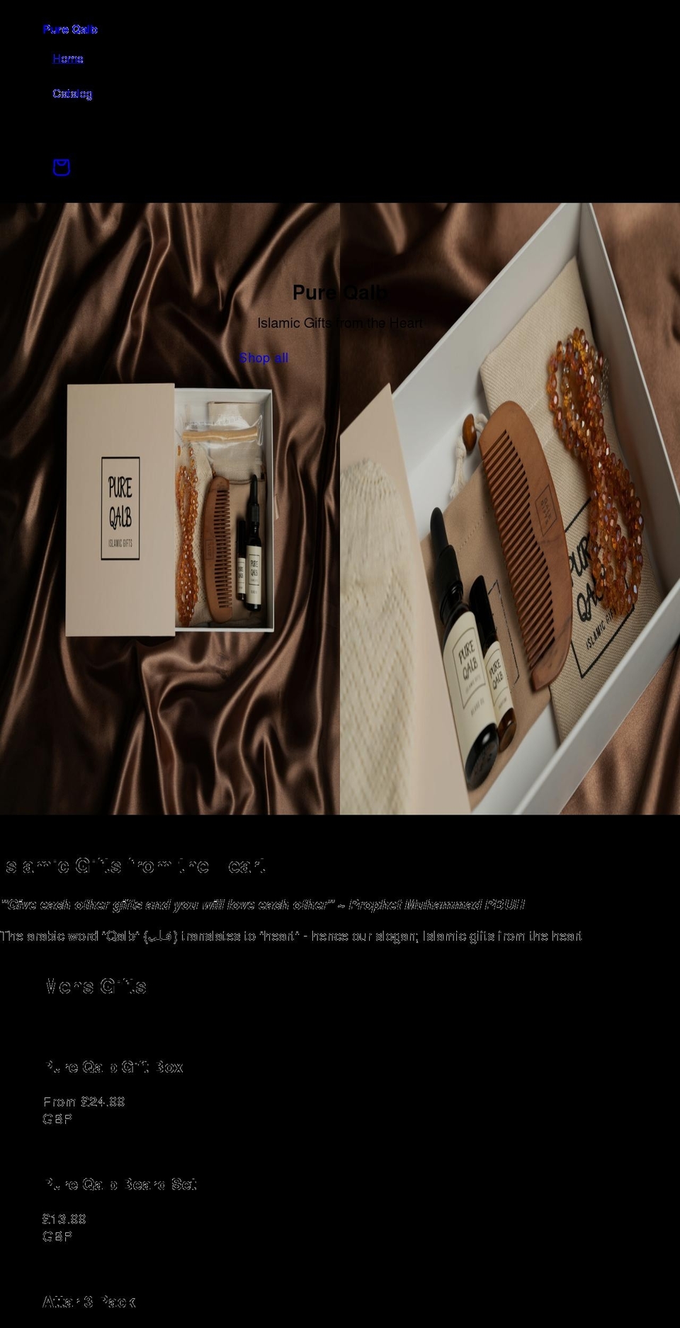 pureqalb.com shopify website screenshot