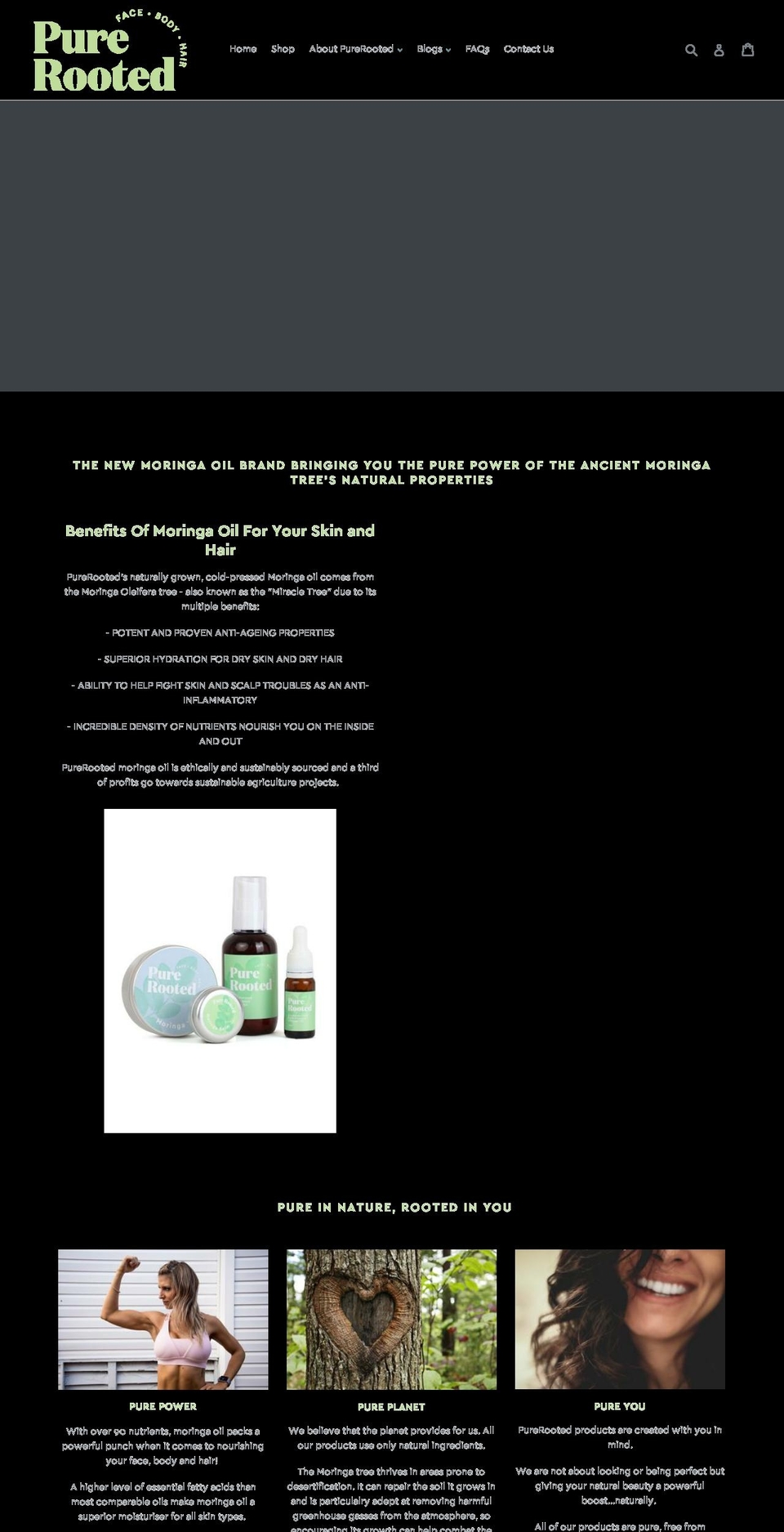 purerooted.com shopify website screenshot