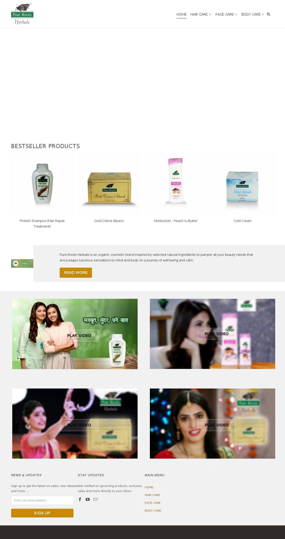 purerootsherbals.com shopify website screenshot