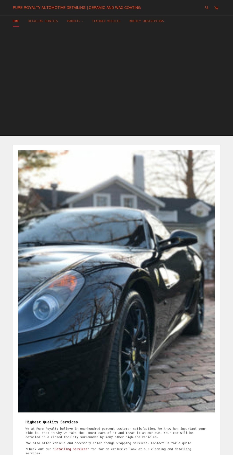 pureroyaltydetailing.com shopify website screenshot