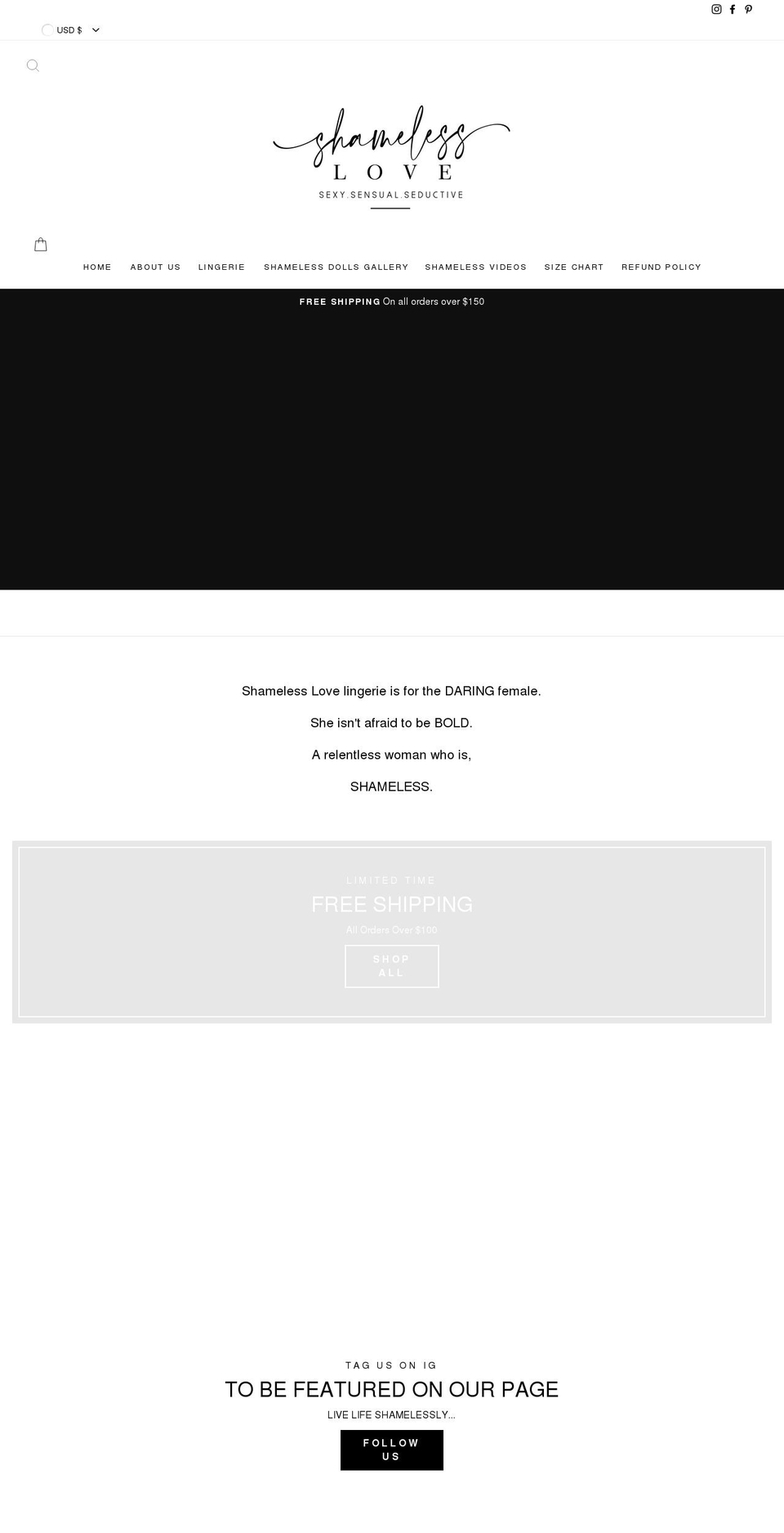 pureshamelesslove.com shopify website screenshot