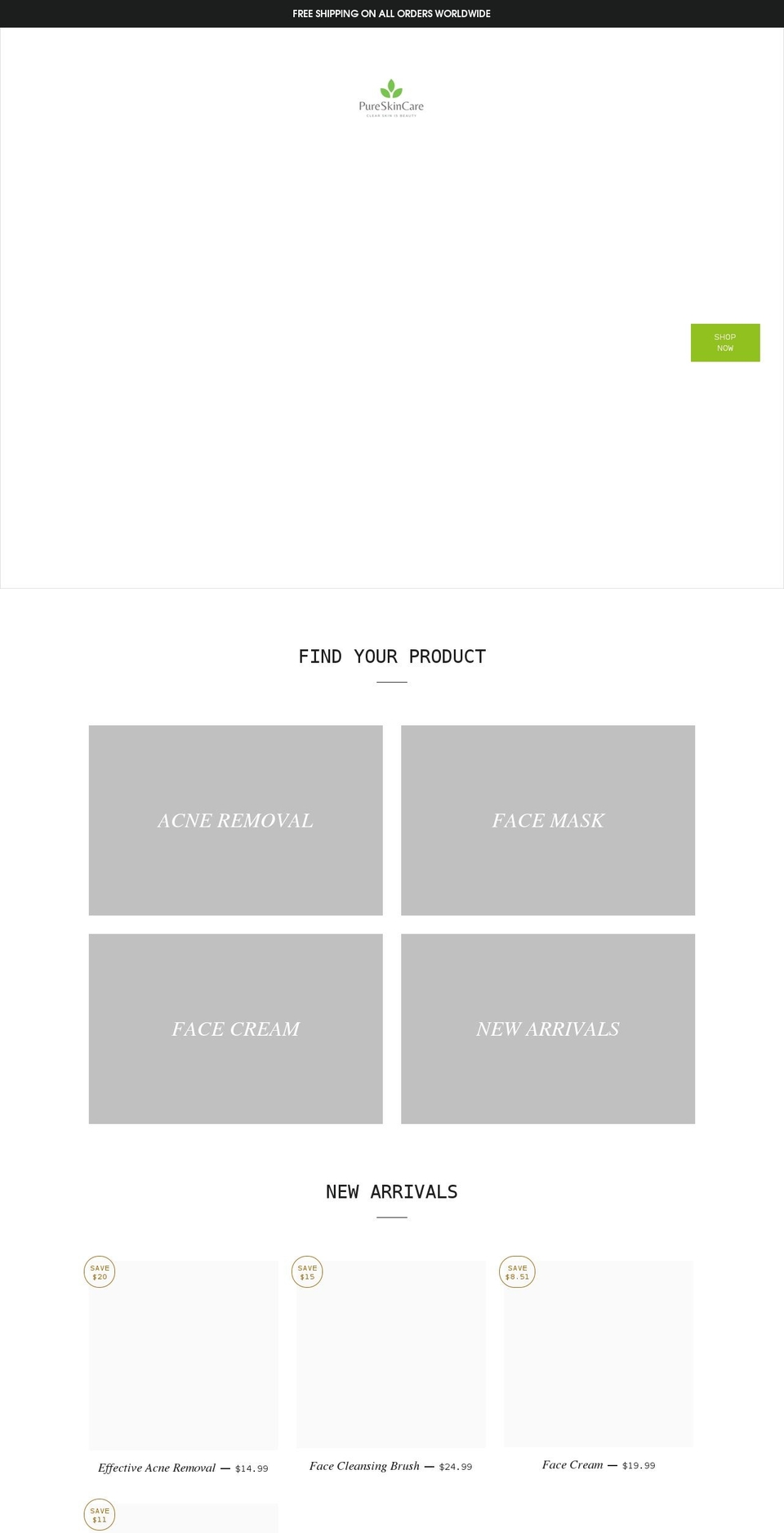 pureskincare.org shopify website screenshot