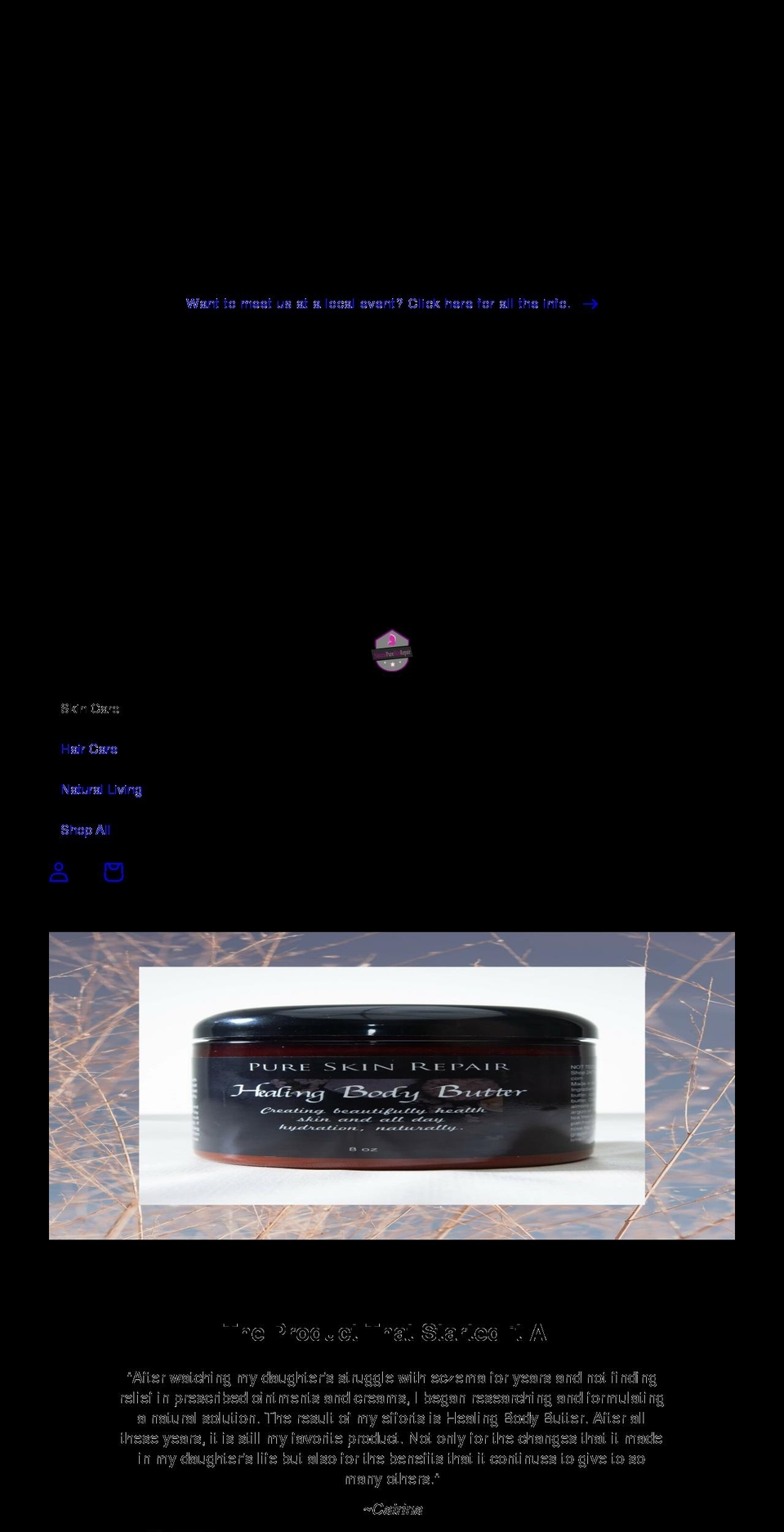 pureskinrepair.com shopify website screenshot