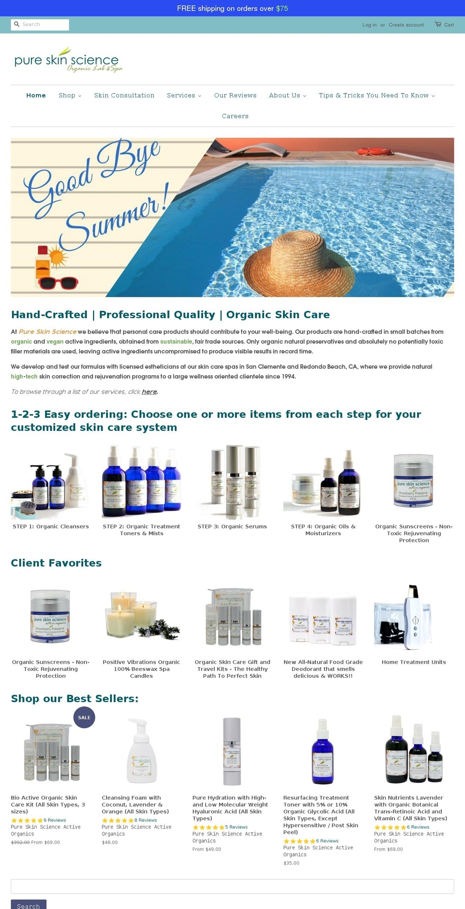 pureskinsciences.com shopify website screenshot