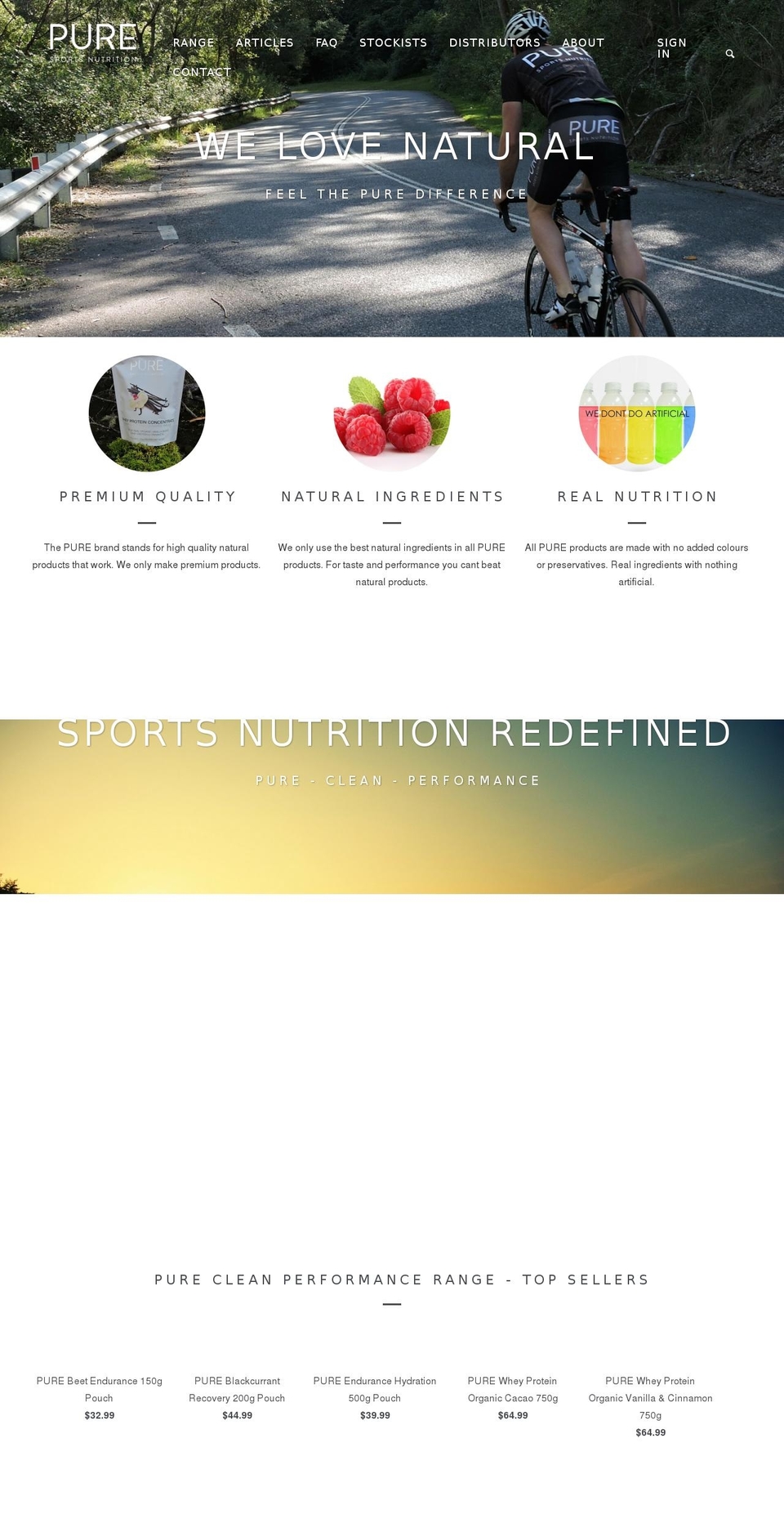 puresportsnutrition.com.au shopify website screenshot