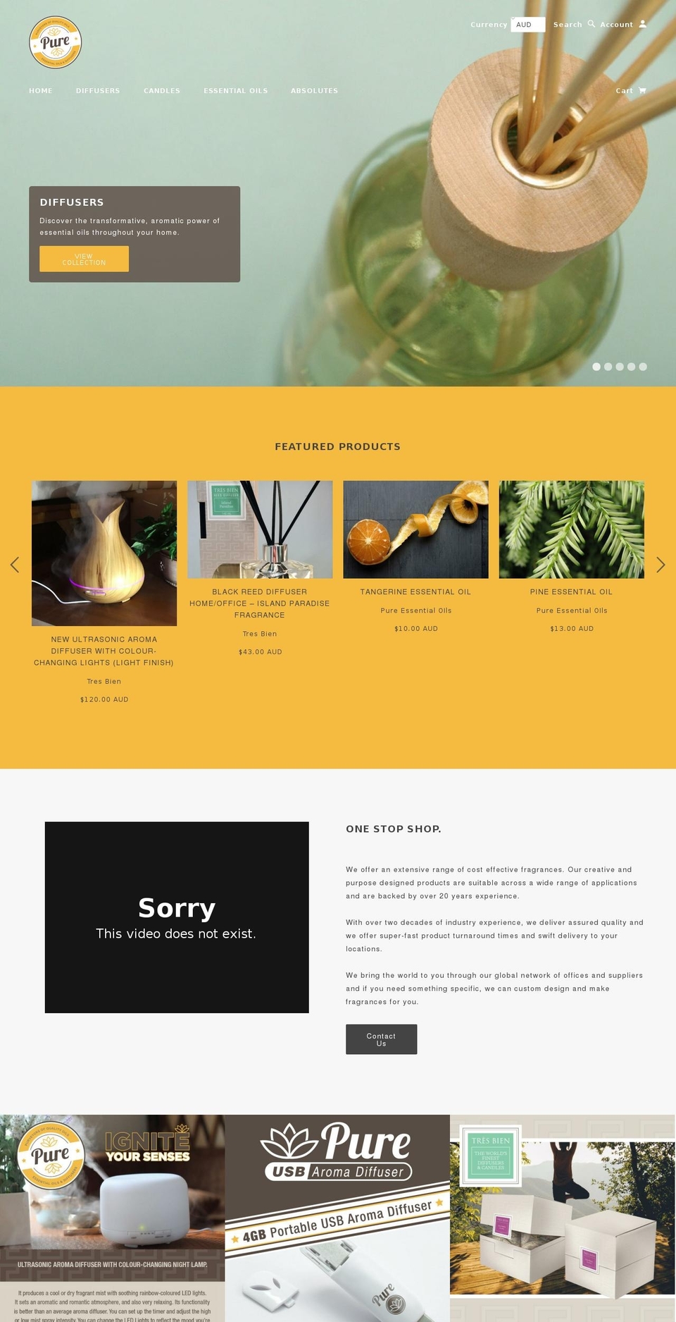 puressentialoils.com.au shopify website screenshot