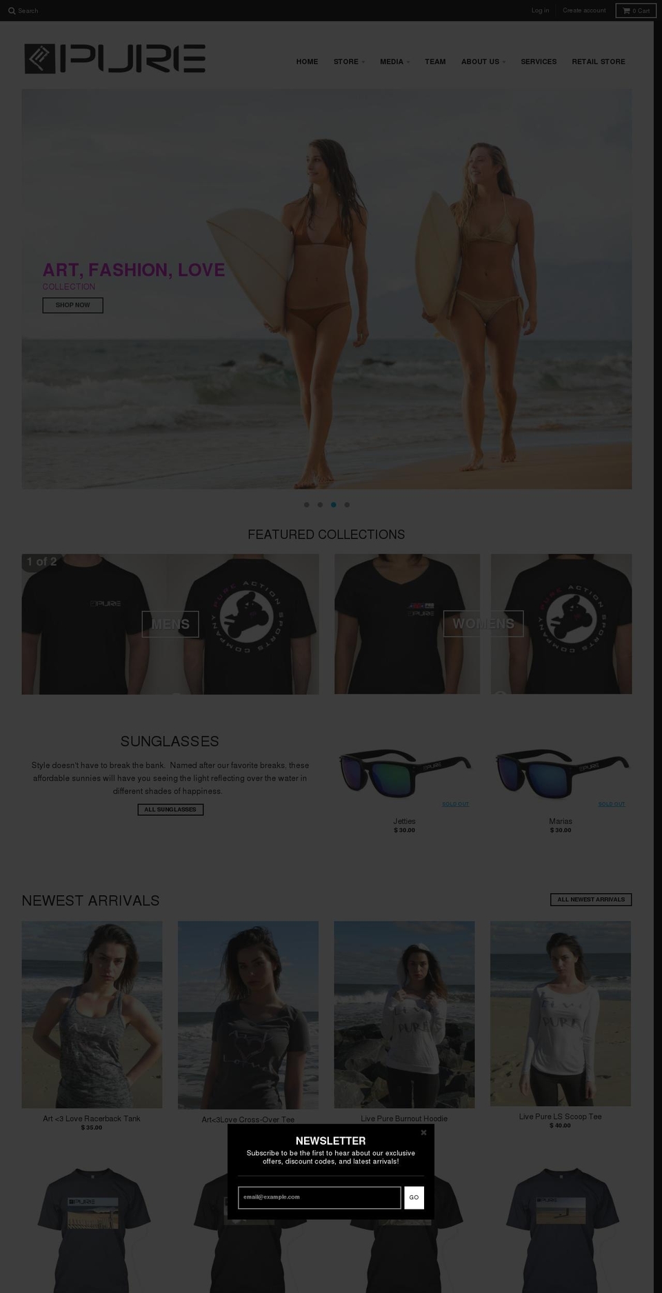 puresurfcompany.com shopify website screenshot