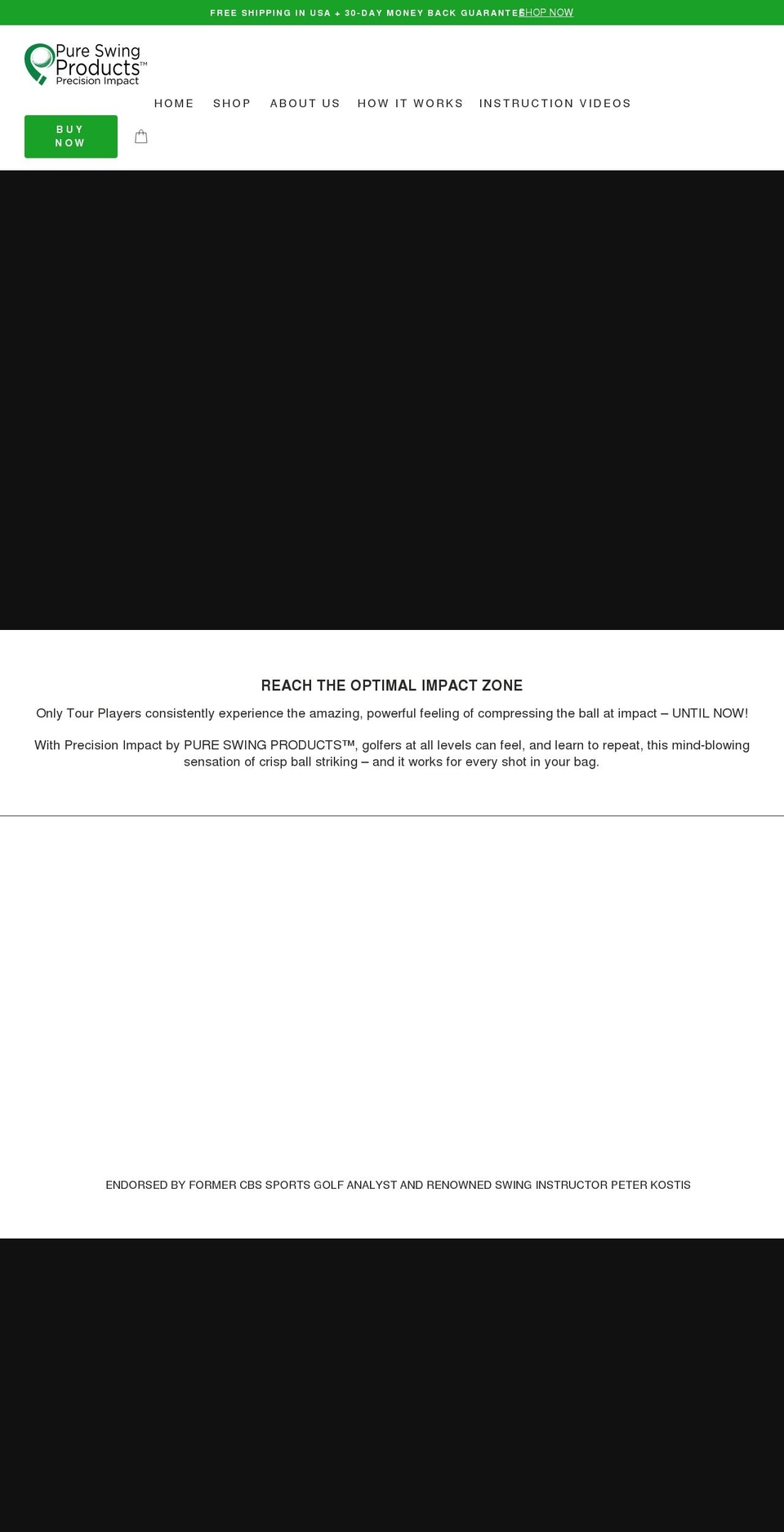 pureswingproducts.com shopify website screenshot