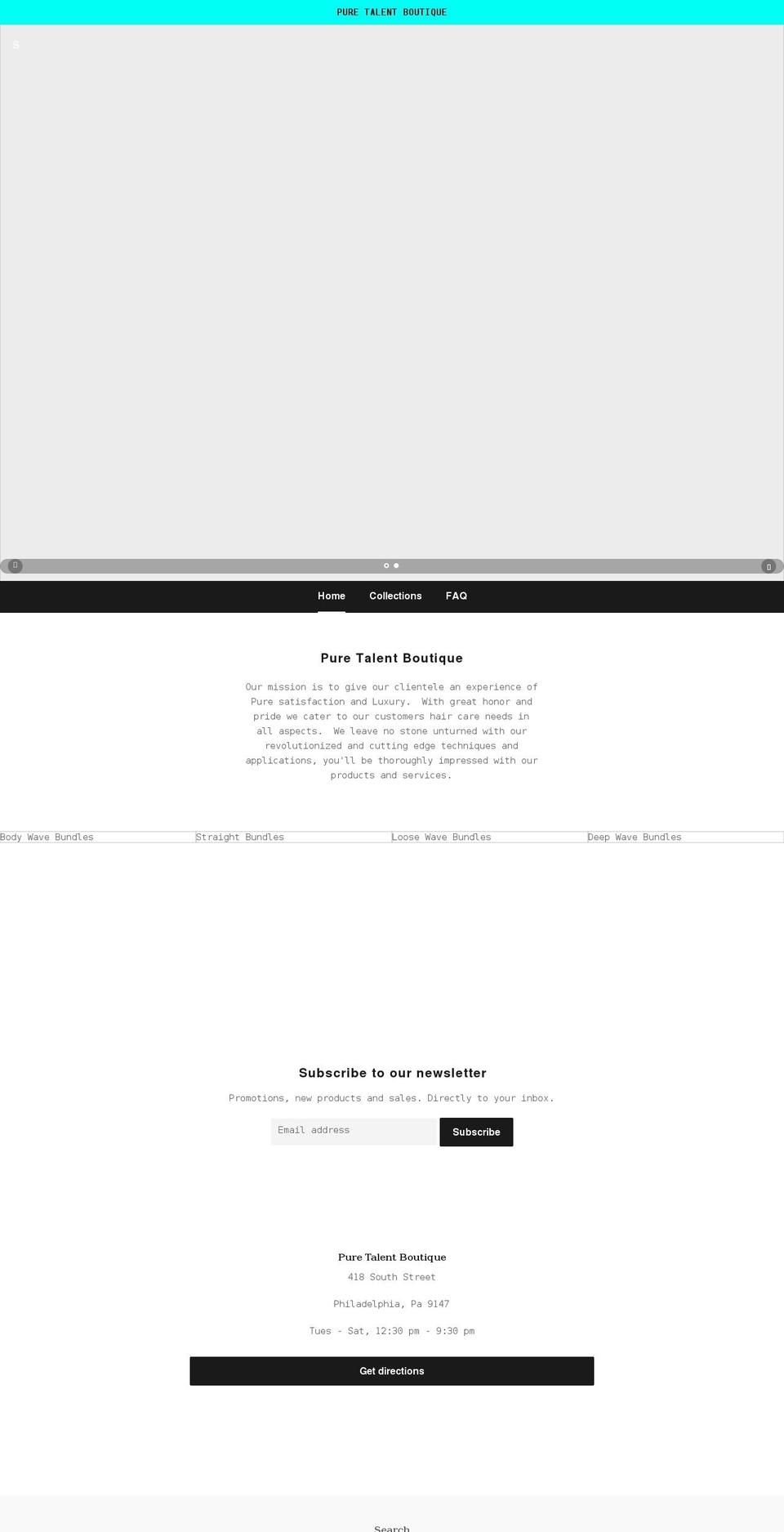 puretalentboutique.com shopify website screenshot