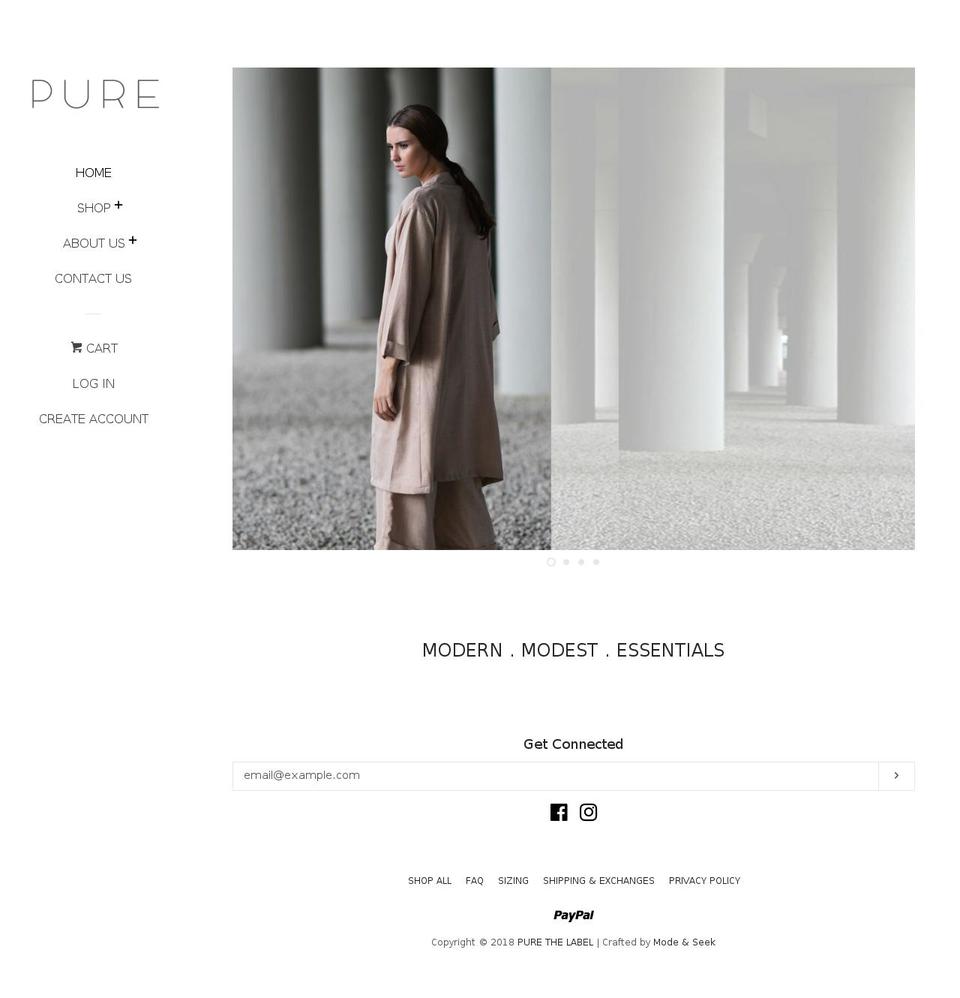 purethelabel.com — Shopify storefront screenshot
