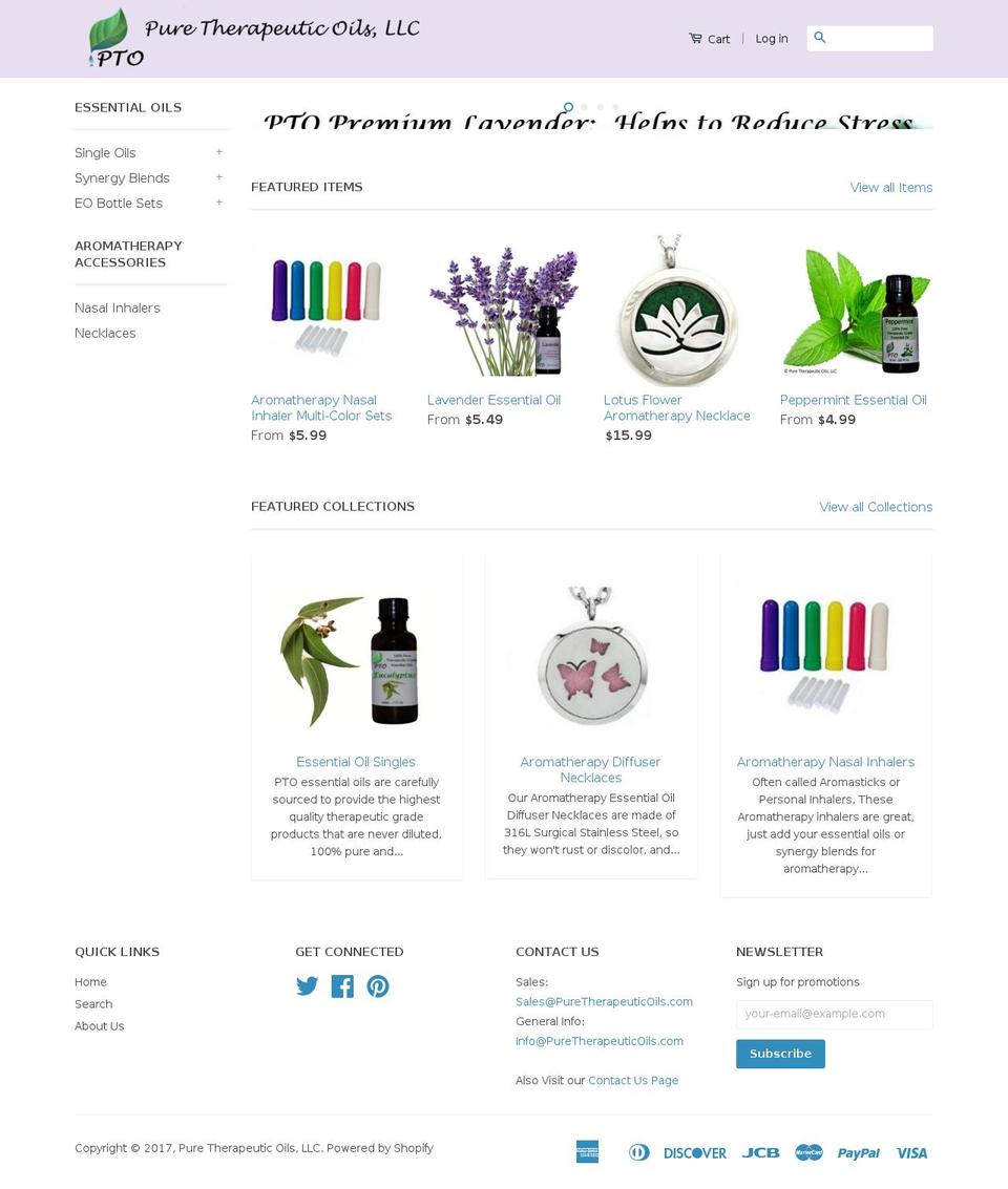 puretherapeuticoils.com shopify website screenshot