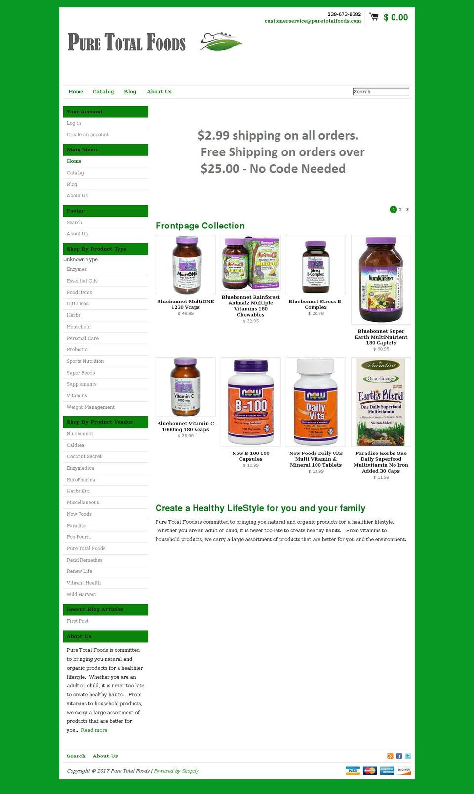 puretotalfoods.com shopify website screenshot