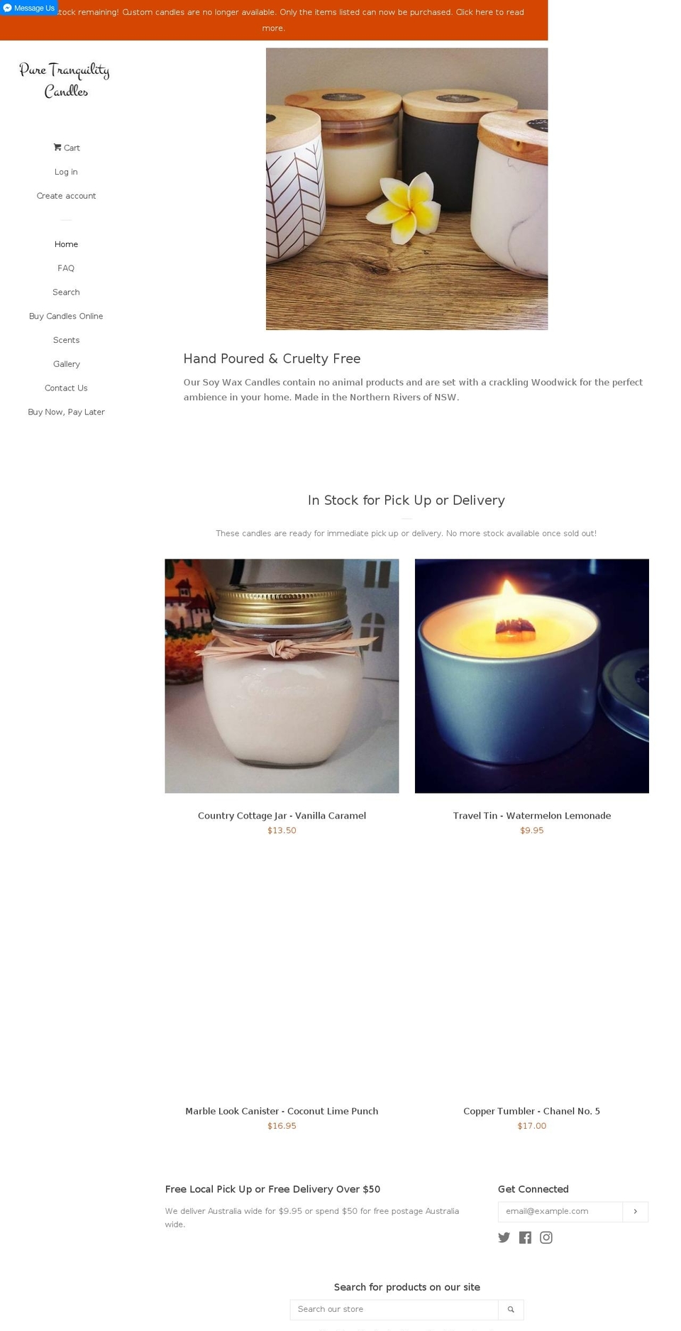 puretranquility.com.au shopify website screenshot