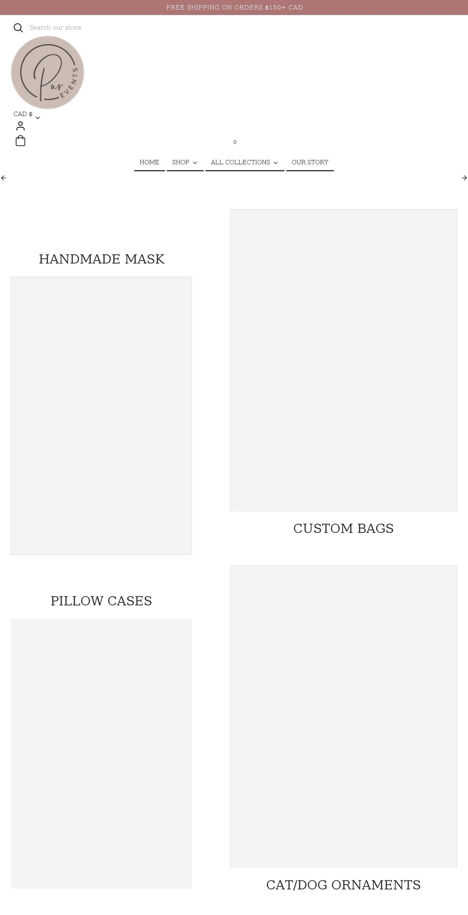purevents.ca shopify website screenshot