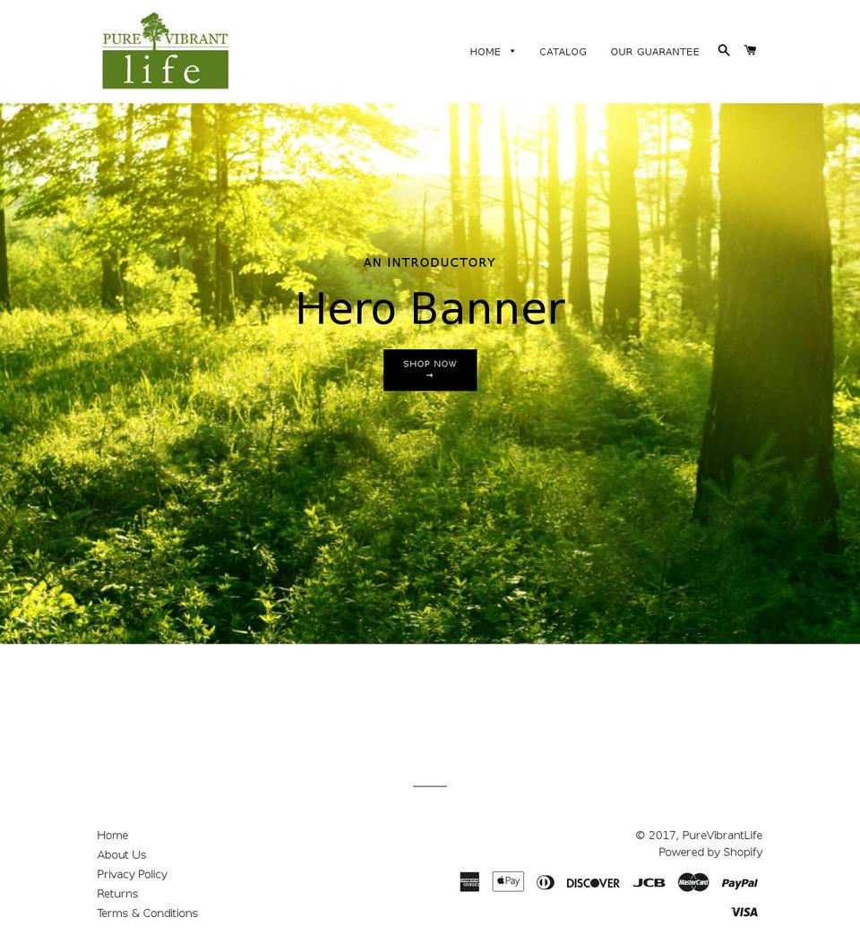 purevibrantlife.com shopify website screenshot