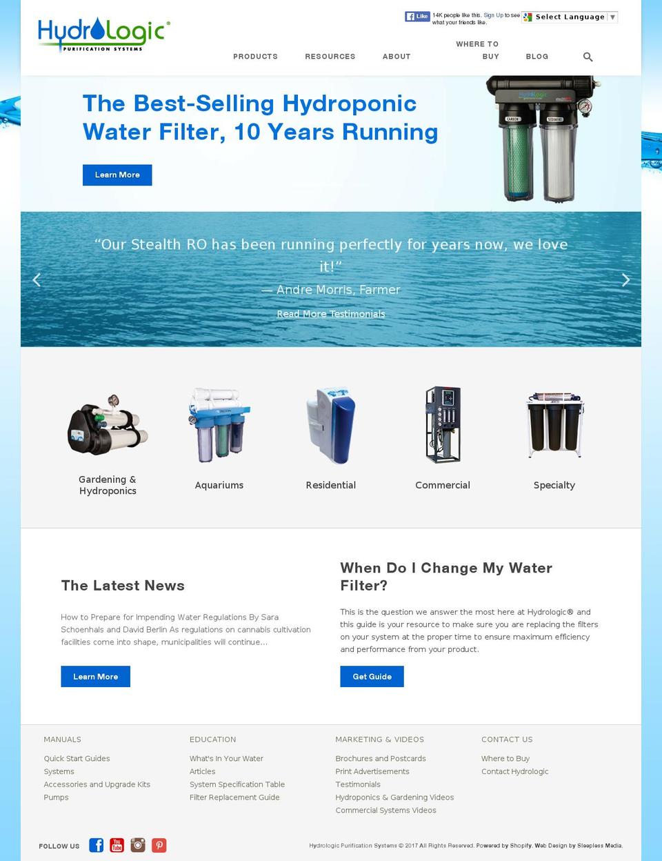 Hydro Logic Systems Shopify theme site example purewatergardening.com