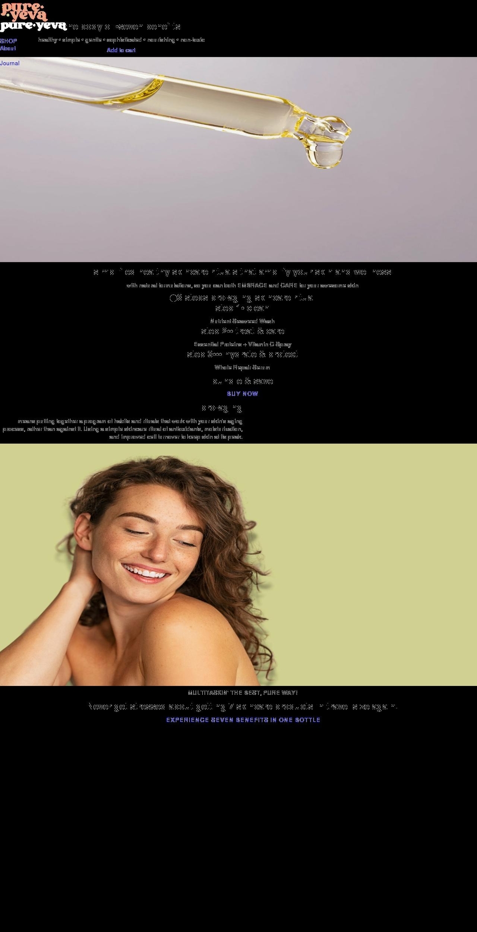 pureyeva.com shopify website screenshot