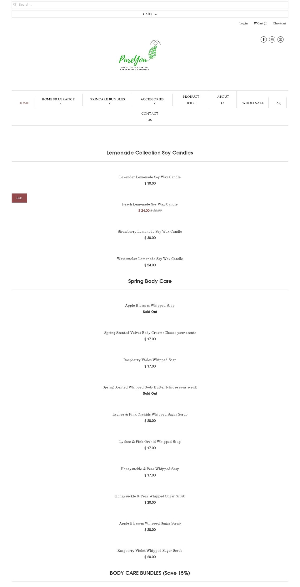 pureyouskincare.com — Shopify storefront screenshot