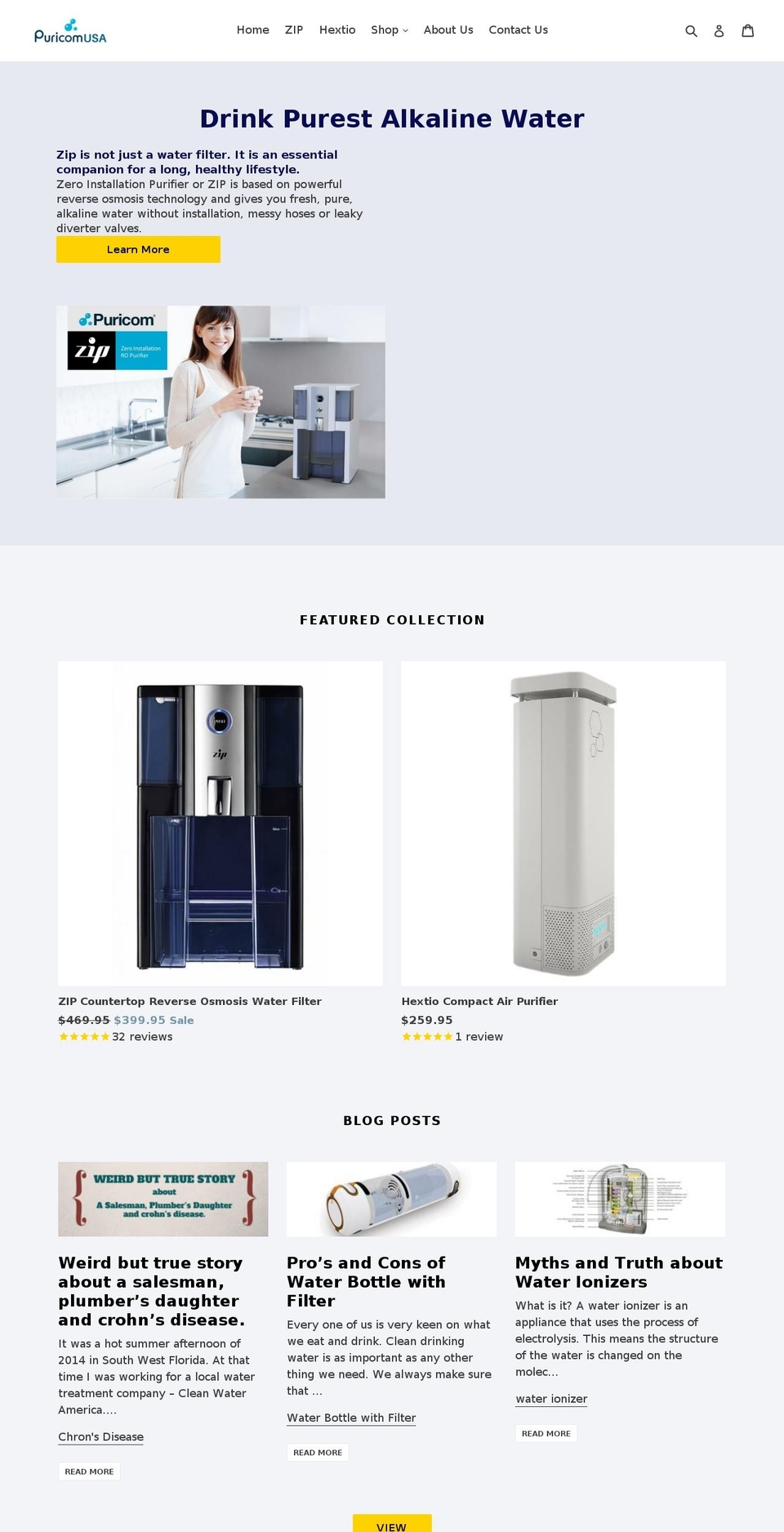 puricomusa.com shopify website screenshot