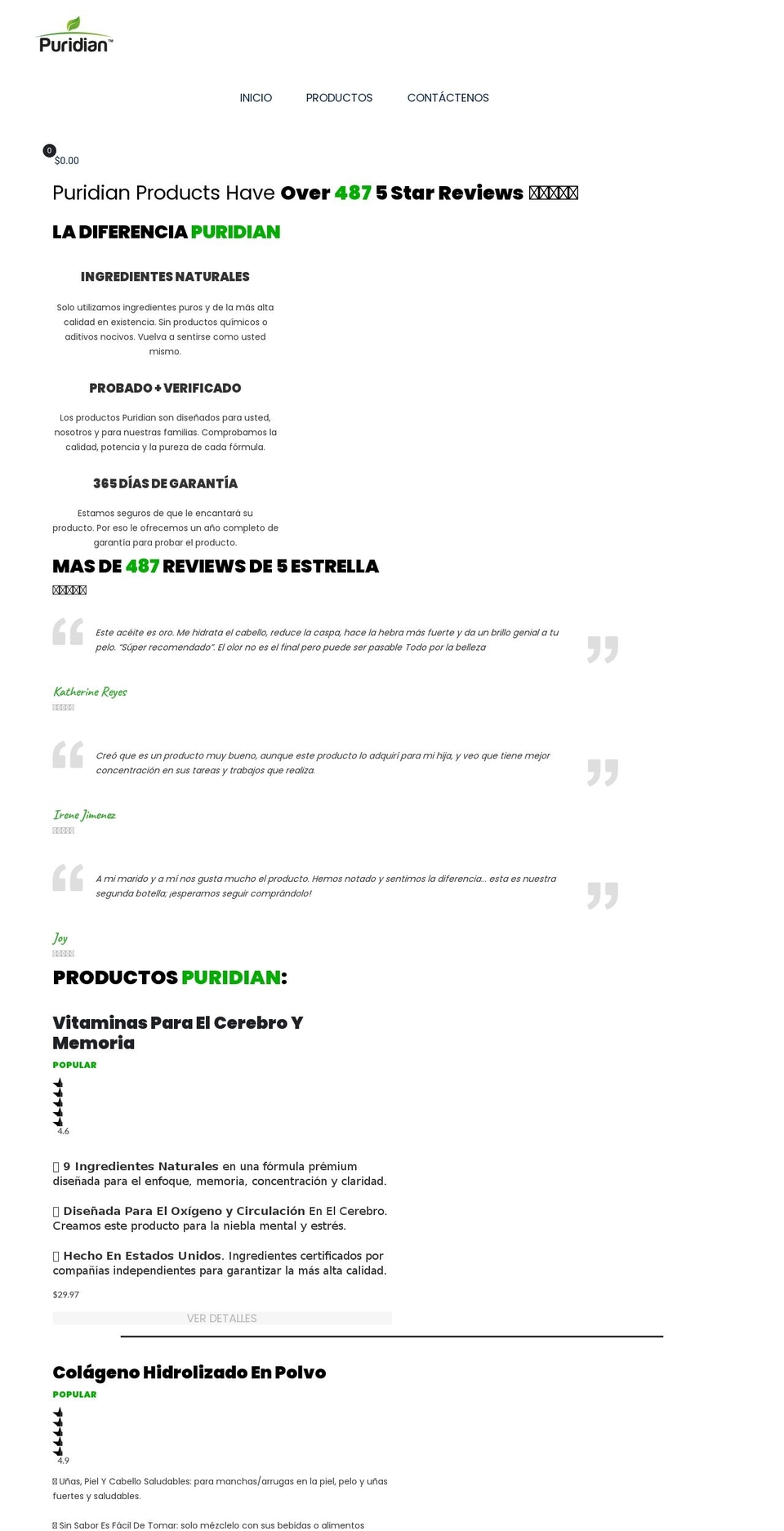 Sinp-v--- Shopify theme site example puridian.com