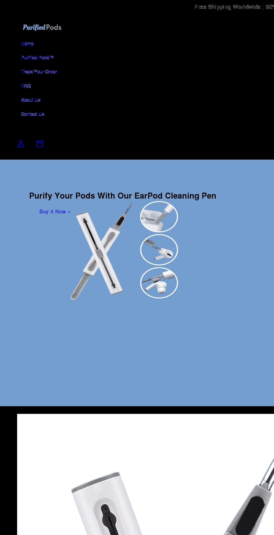 purifiedpods.com shopify website screenshot