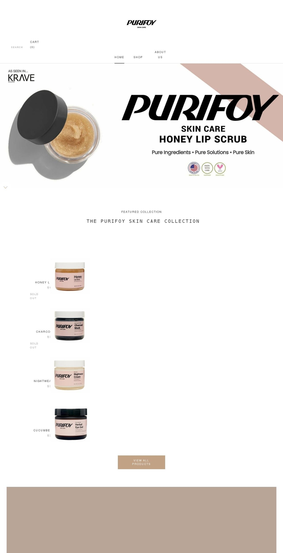 purifoyskincare.com shopify website screenshot