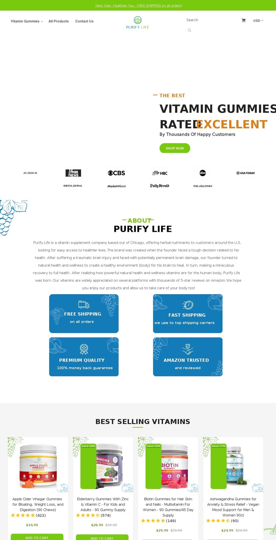 purifylife.com shopify website screenshot
