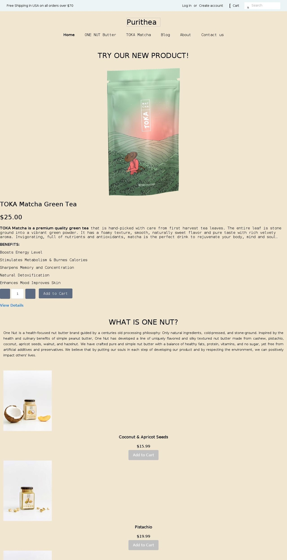 purithea.com shopify website screenshot