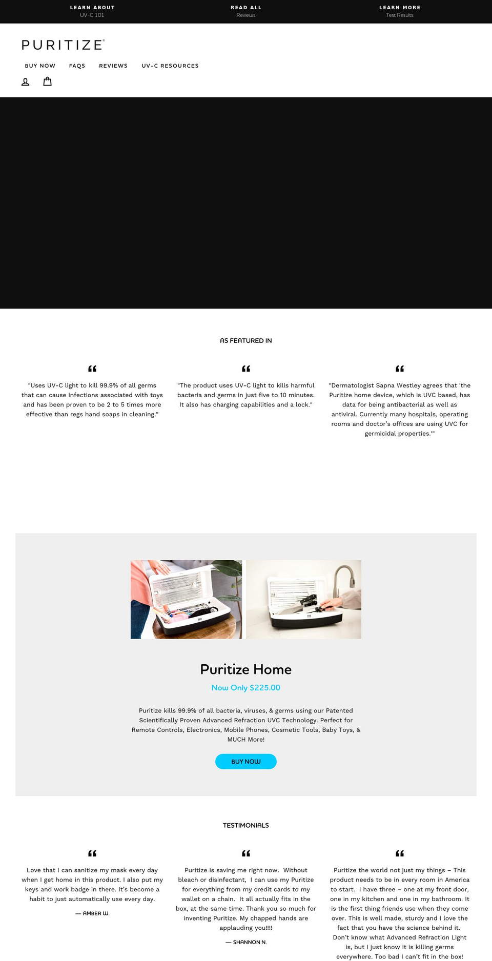 puritize.com shopify website screenshot