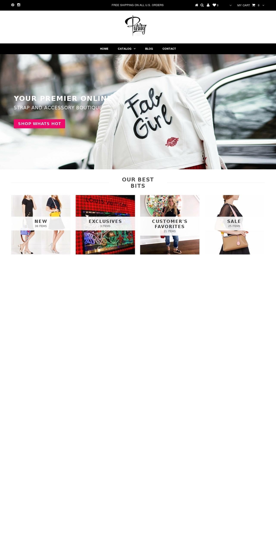 purityhandbagstraps.com — Shopify storefront screenshot