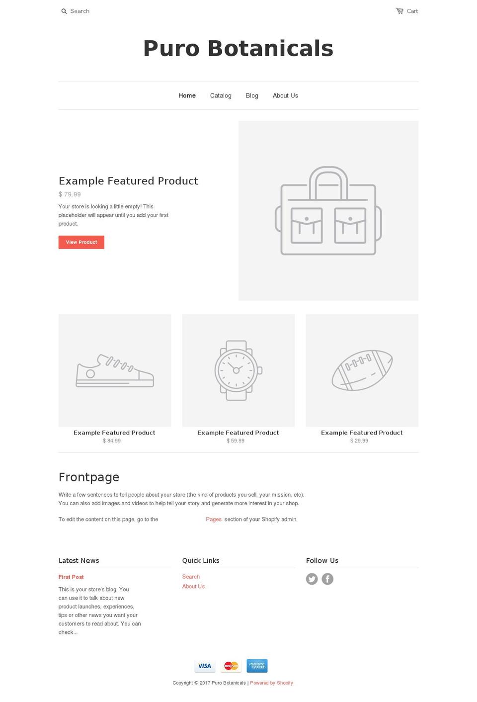 purobotanicals.com shopify website screenshot