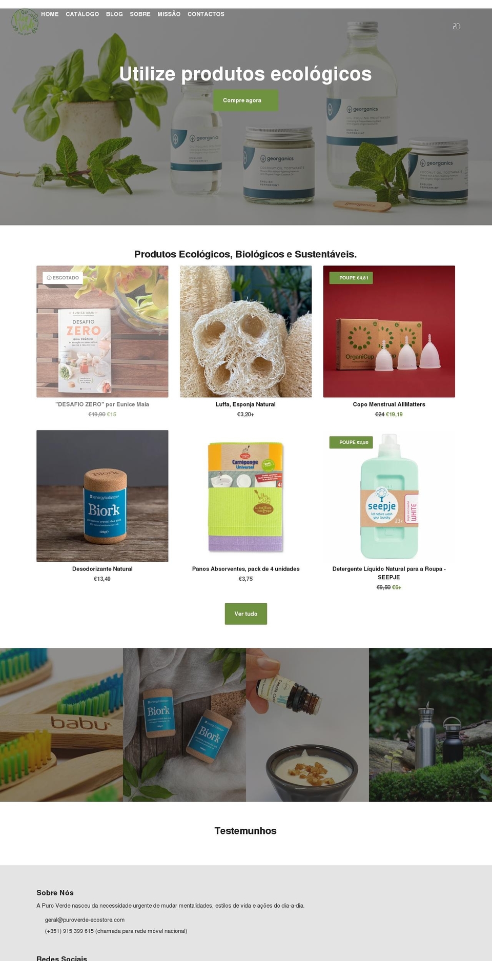 puroverde-ecostore.com shopify website screenshot