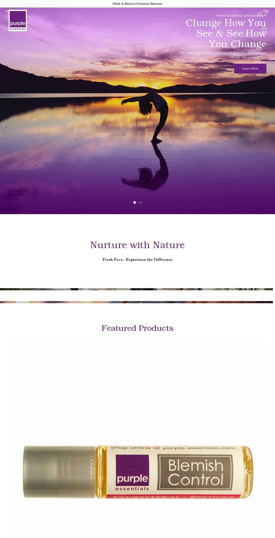 purple-essentials.com shopify website screenshot