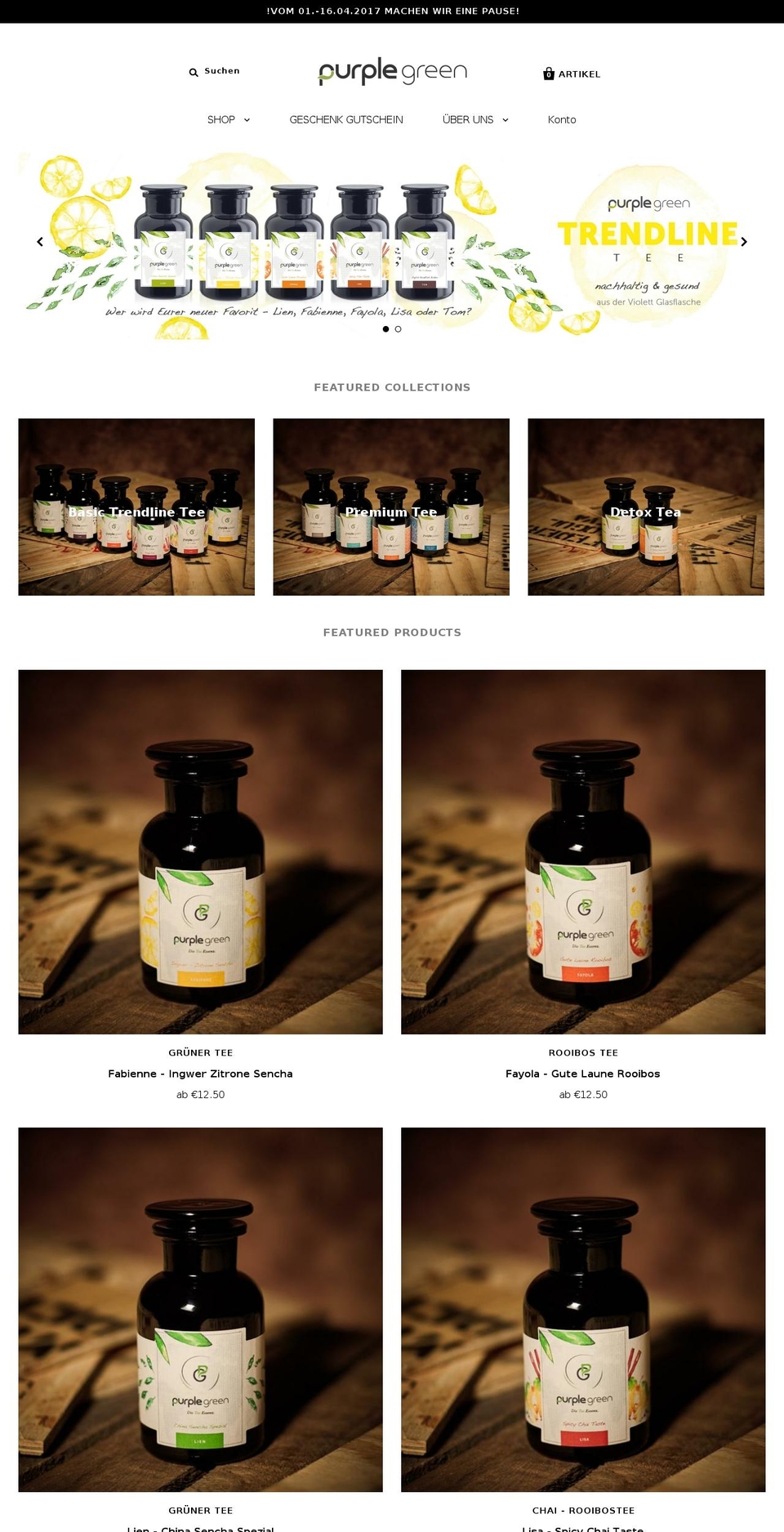 purple-green-coffee.com shopify website screenshot