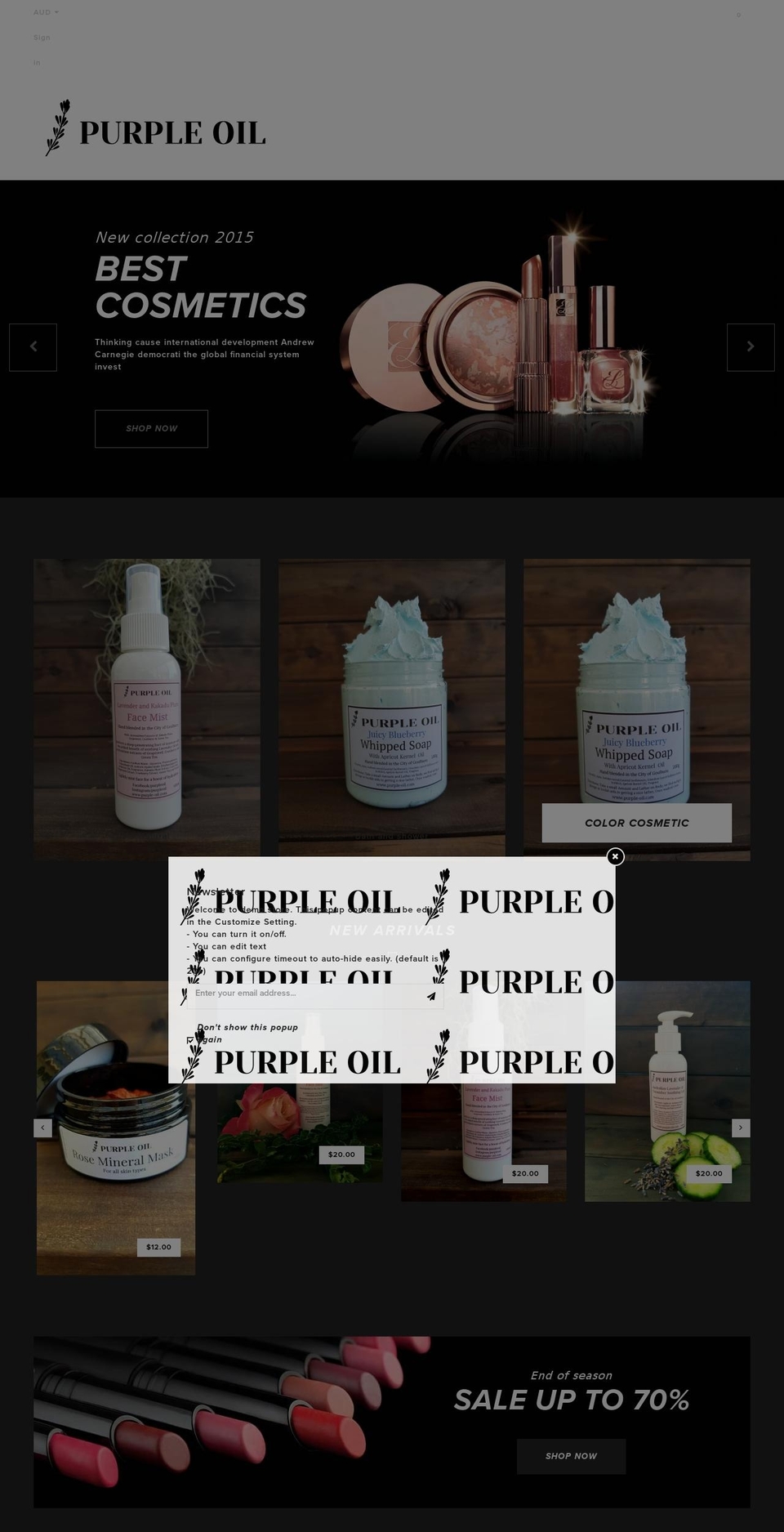 cosmetics-style3-r12 Shopify theme site example purple-oil.com