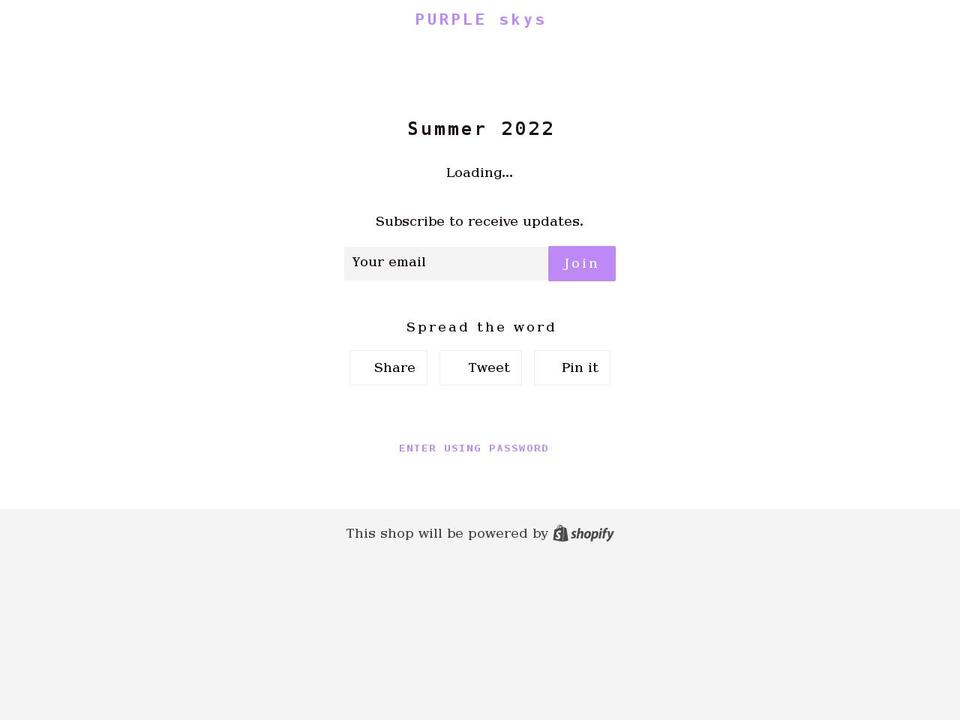 purple-skys.com shopify website screenshot