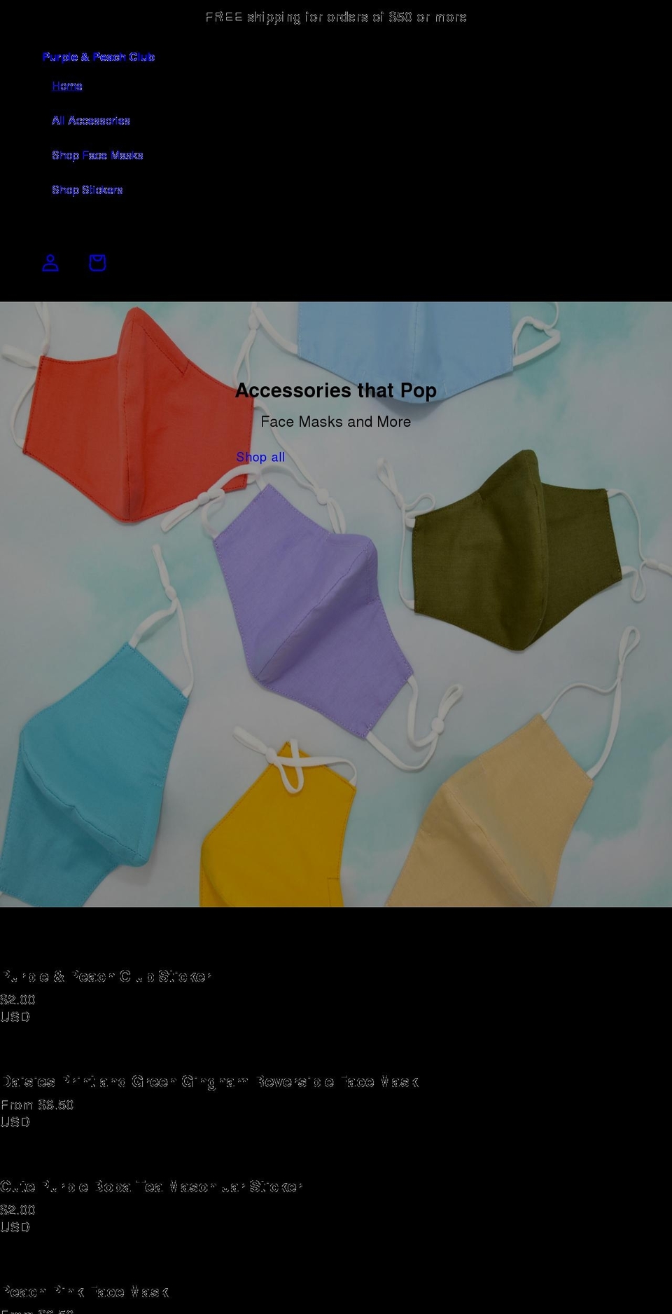 purpleandpeachclub.com shopify website screenshot