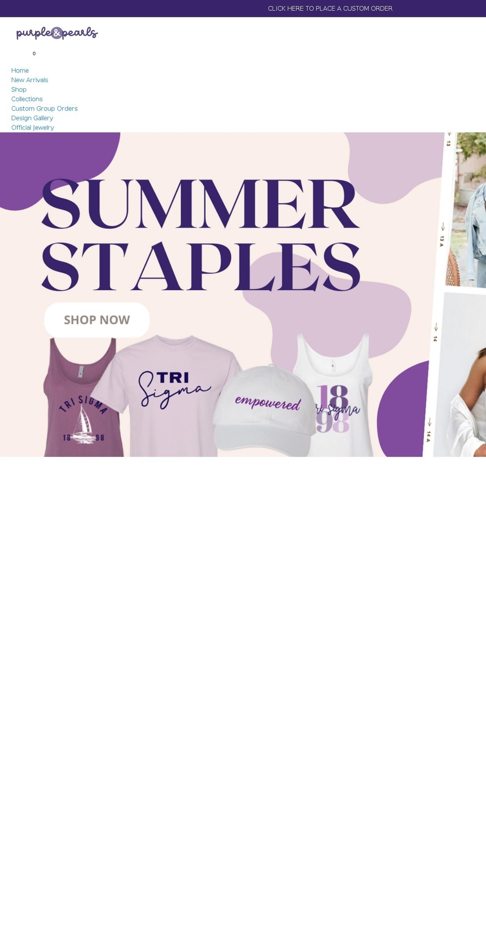 purpleandpearls.com shopify website screenshot