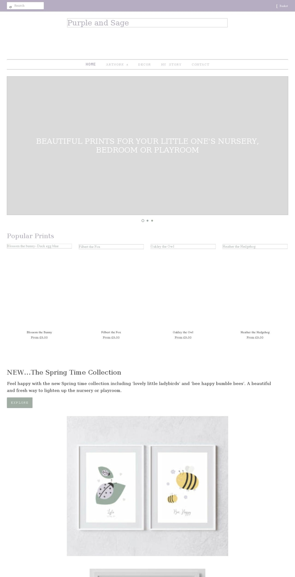 purpleandsage.co.uk shopify website screenshot