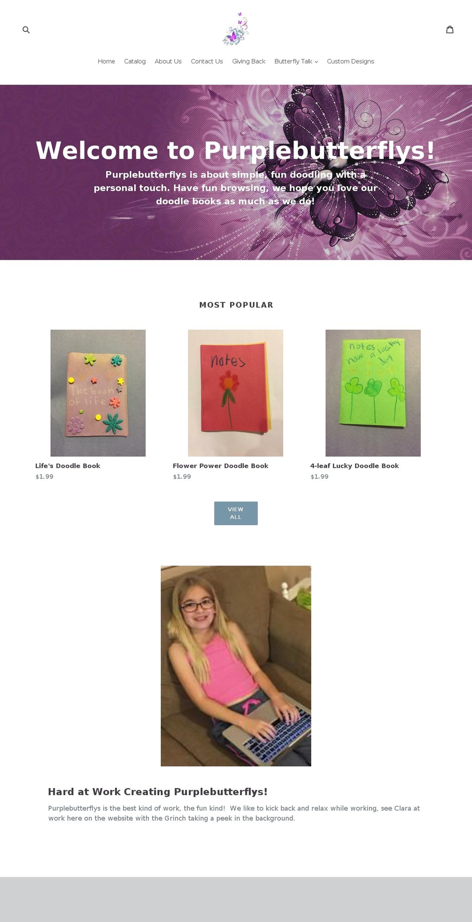 purplebutterflys.com — Shopify storefront screenshot