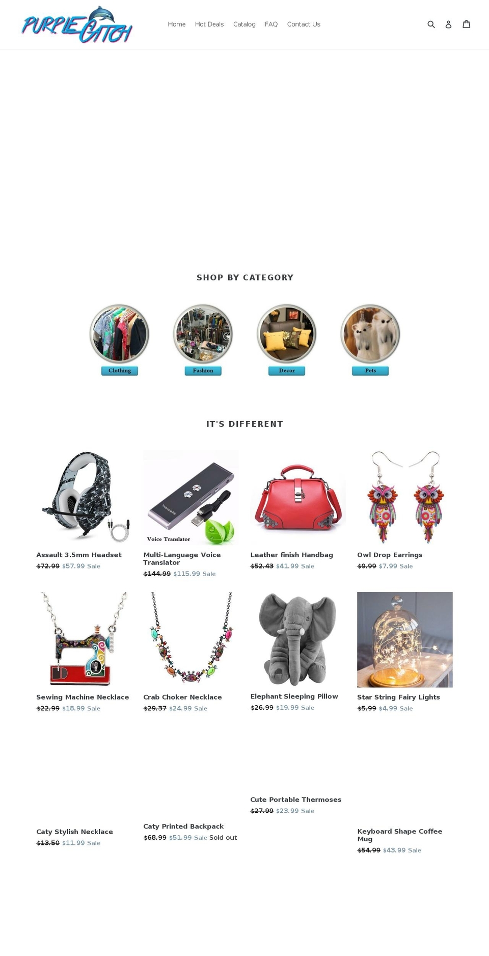 purplecatch.com shopify website screenshot