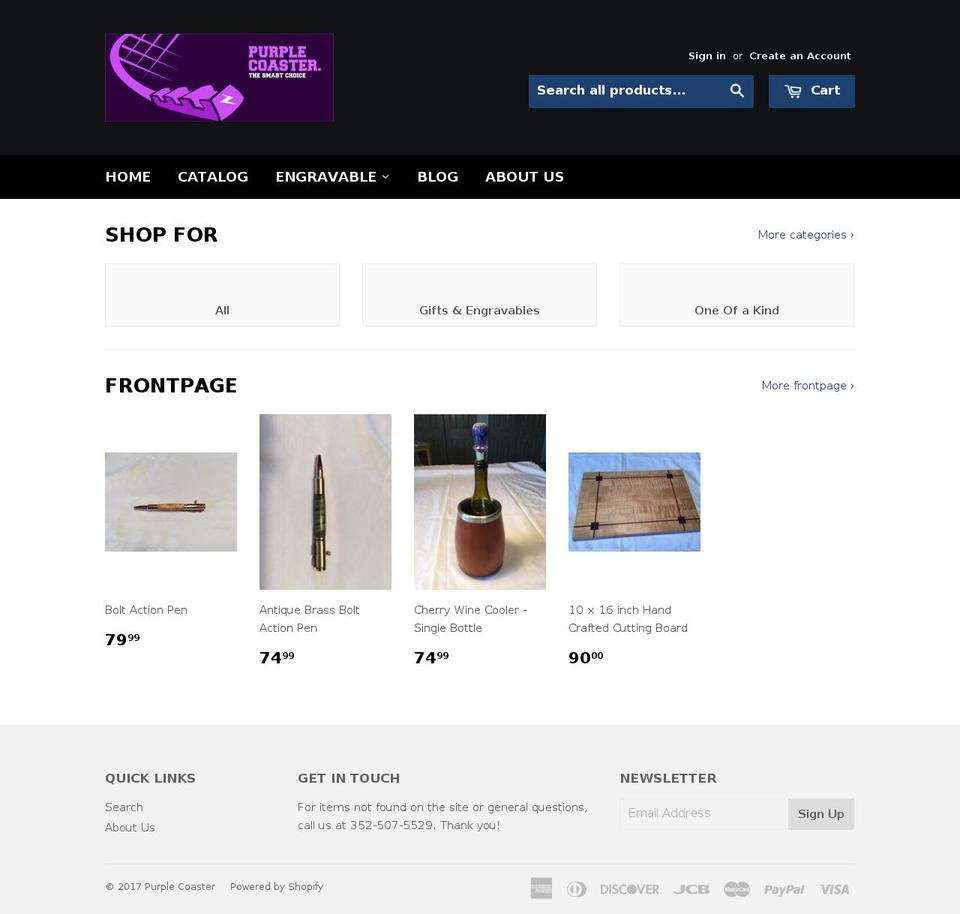 purplecoaster.com shopify website screenshot