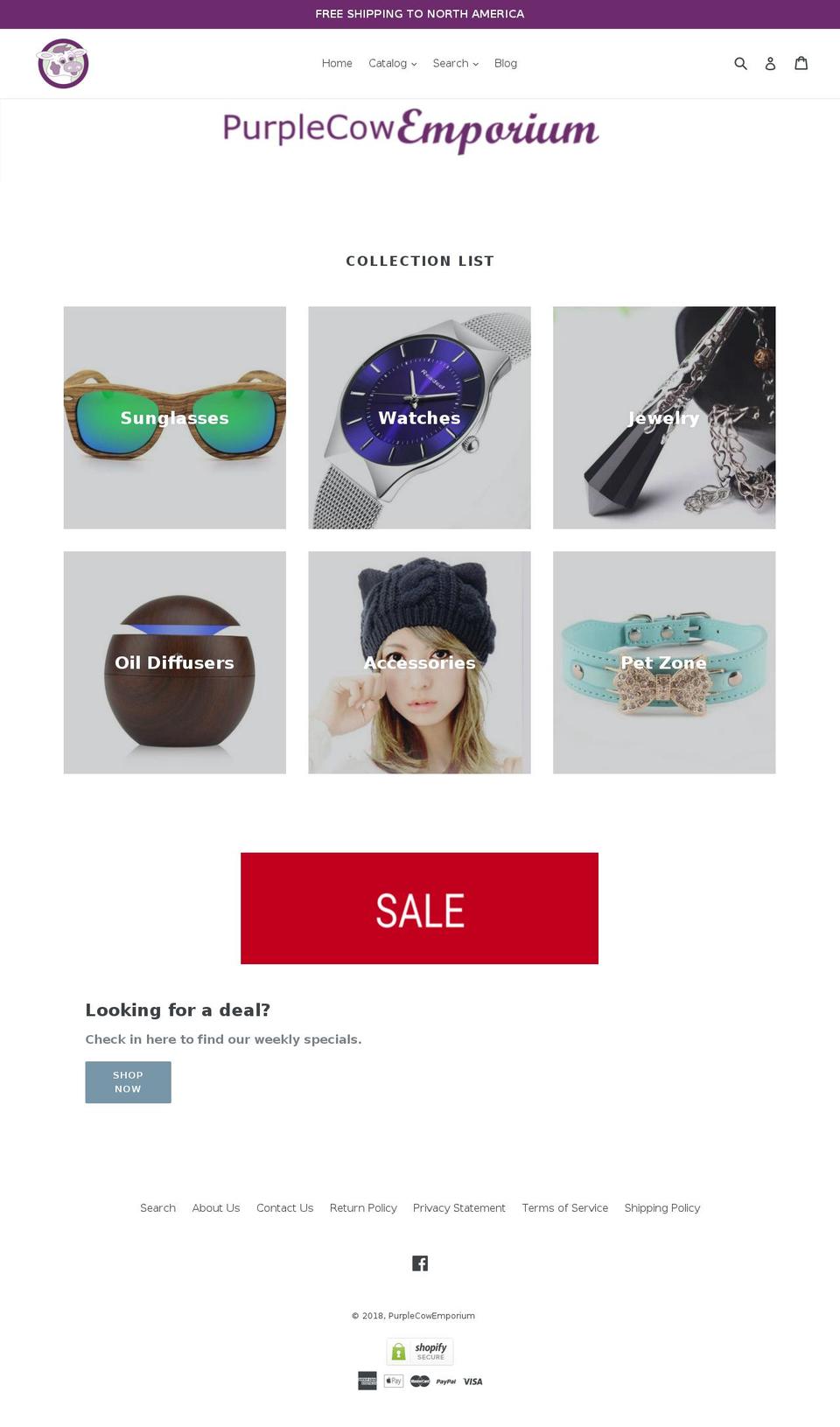 purplecowemporium.com — Shopify storefront screenshot