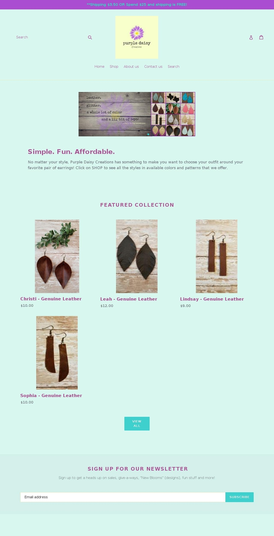 purpledaisycreations.com — Shopify storefront screenshot