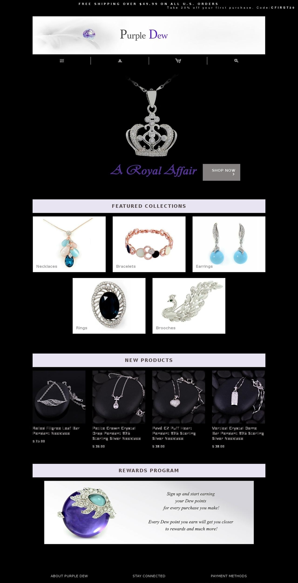 purpledewjewelry.com shopify website screenshot