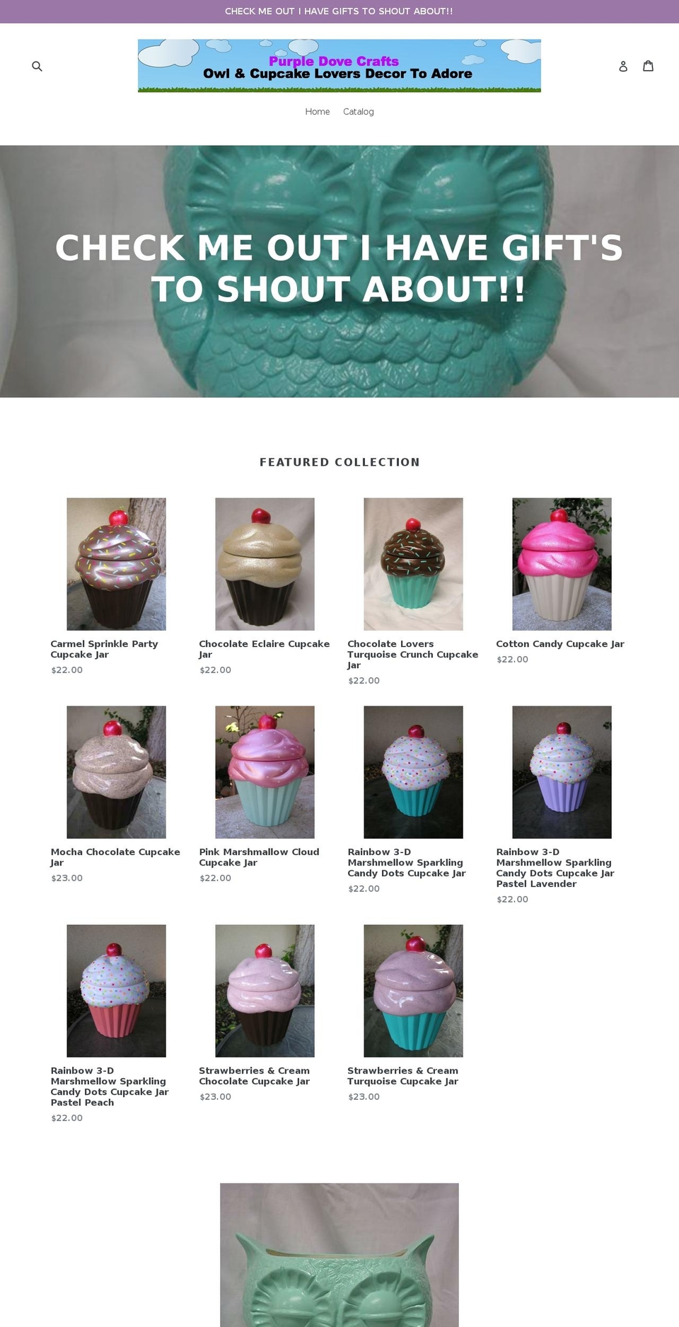 purpledovecrafts.com — Shopify storefront screenshot