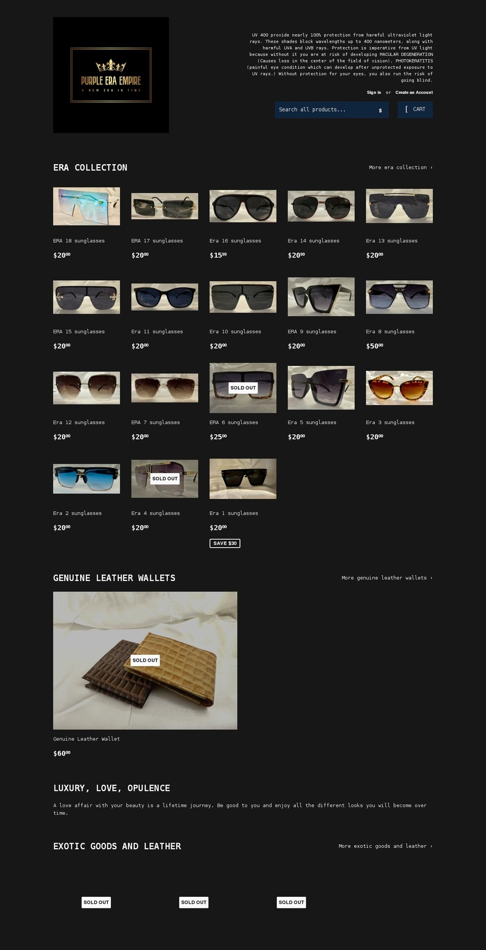 purpleeraempire.com shopify website screenshot