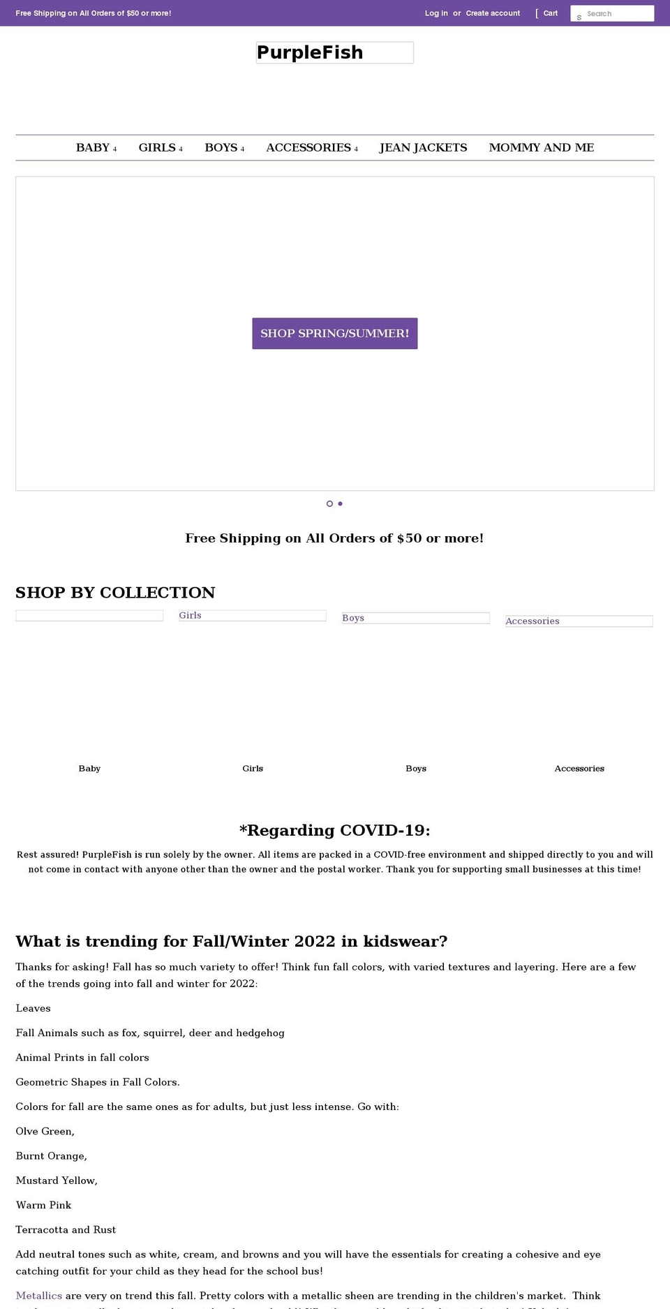 purplefishkid.com shopify website screenshot