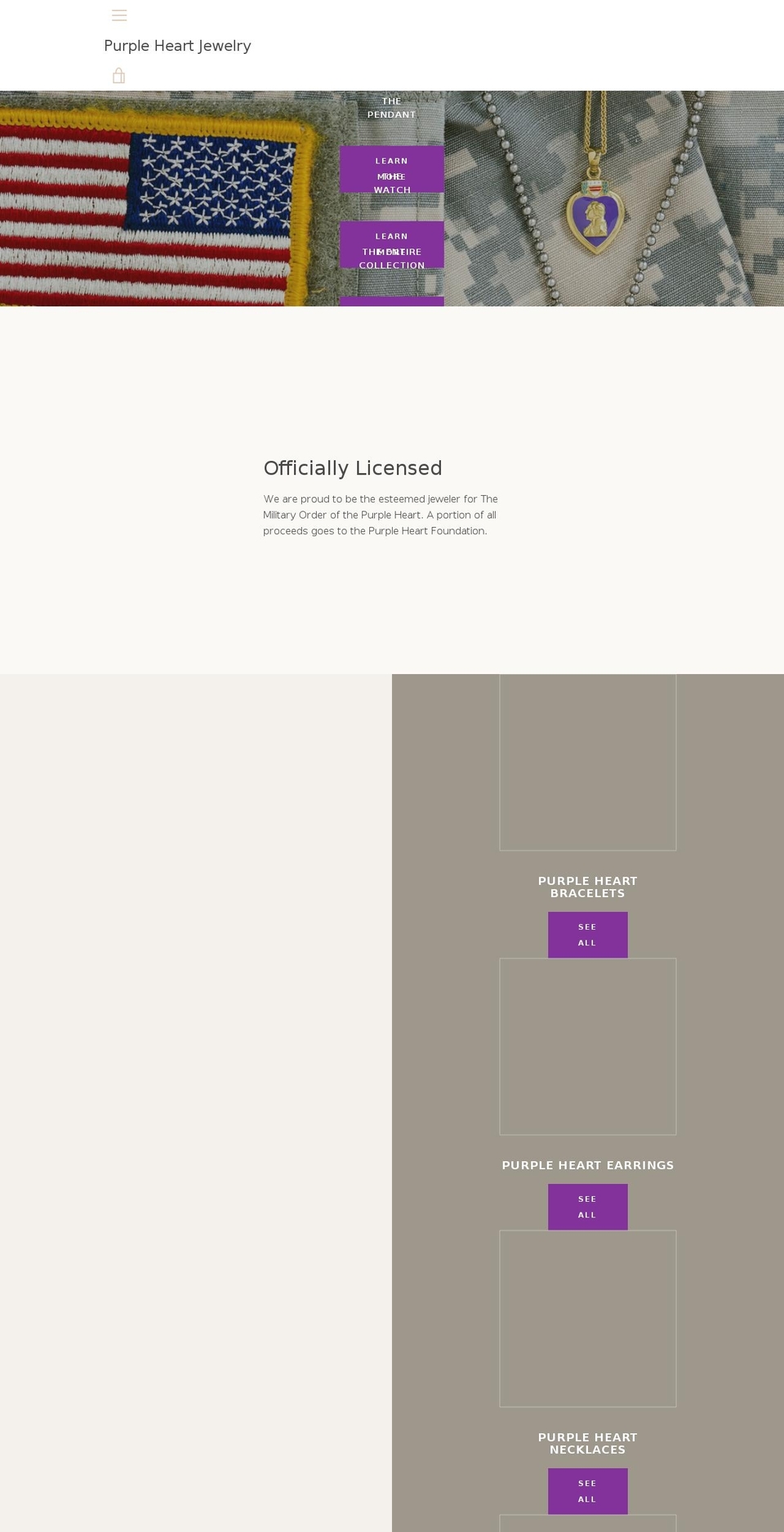 purpleheartjewelry.com shopify website screenshot