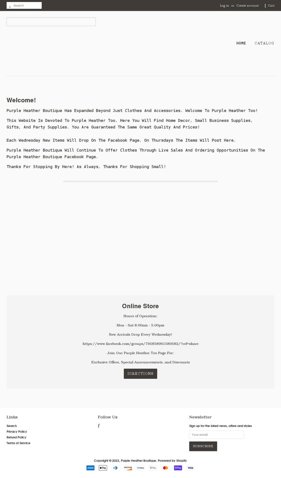 purpleheatherboutique.com shopify website screenshot